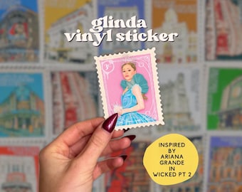 Wicked Glinda Vinyl Sticker | Ariana Grande Postage Stamp