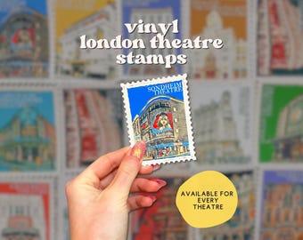 Theatre vinyl stickers | West End Theatre stickers of Les Miserables, Operation Mincemeat, Mean Girls, Phantom, Six!