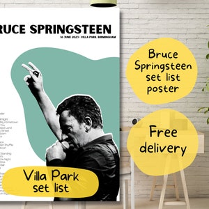 Brucre Springsteen inspirierte Villa Park, Birmingham 2023 Tour-Plakat-Set-Liste | Minimalistisches Konzertplakat | Bruco Springsteen Karte Geschenk