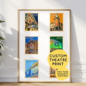 Favourite theatres A4 print | Pick London & UK theatres | Les Miserables, Hadestown, Hamilton, etc