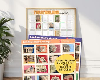 Theatreland bucket list print & West End theatre stickers