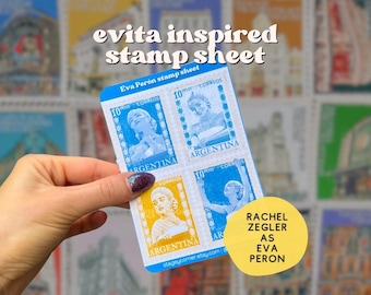 Rachel Zegler as Eva Perón Sticker Sheet | Evita Balcony Scene Stamps