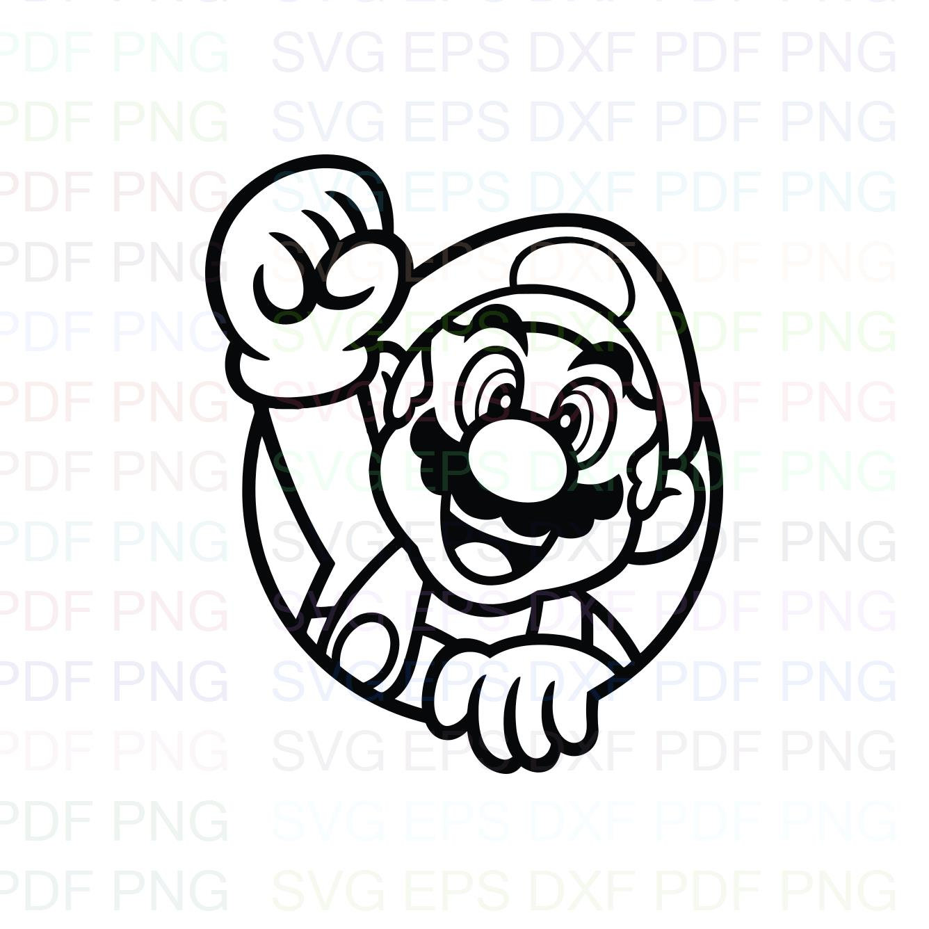Super Mario Bros Waving His Hand Through A Circle 2 Svg Dxf Eps Pdf Png Vector Clipart Cricut Cutting file