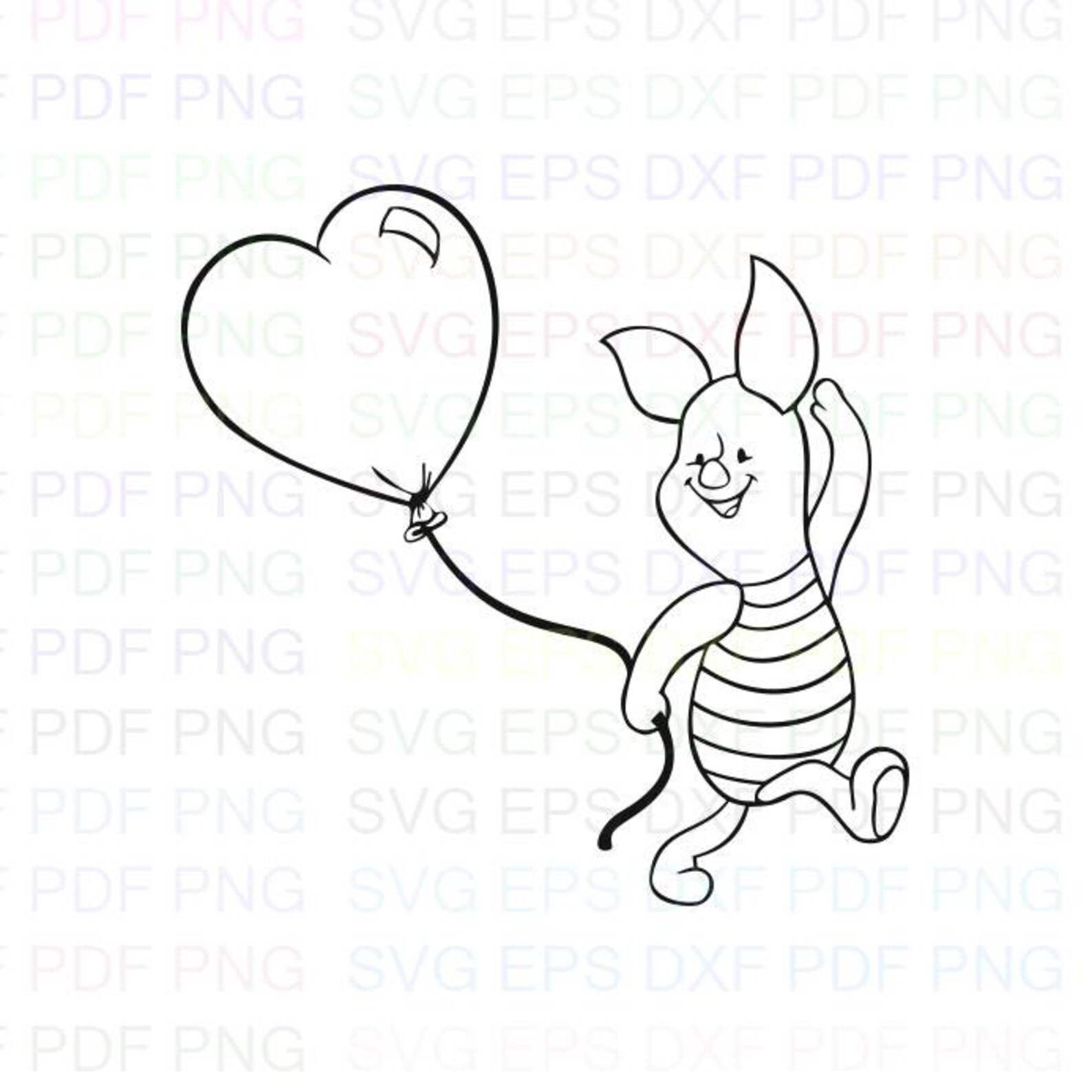 Piglet Balloon Winnie the Pooh Svg Dxf Eps Pdf Png Cricut Etsy UK