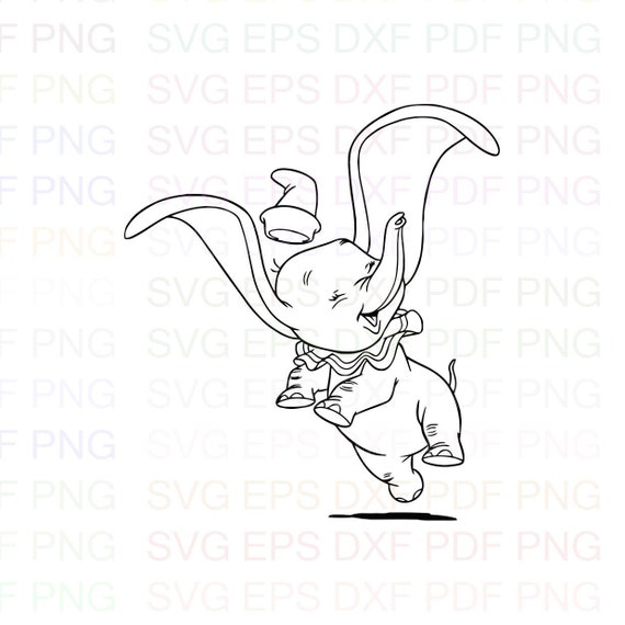 Vector Cricut Clipart Dumbo Elephant Jumping For Joy Svg Dxf Eps Pdf Png Cutting file