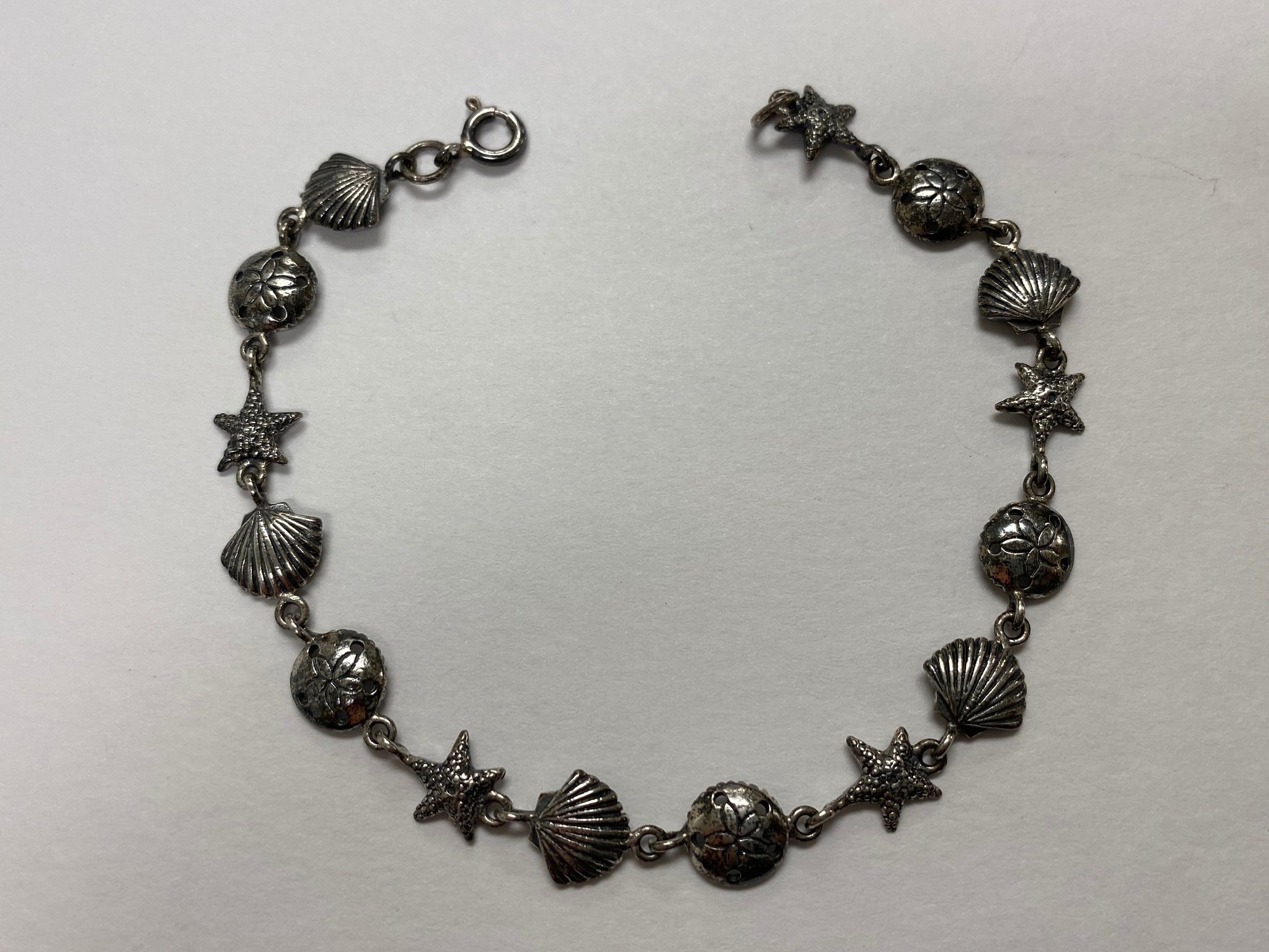 Vintage Seashell Shaped 925 Sterling Silver Link Bracelet Etsy