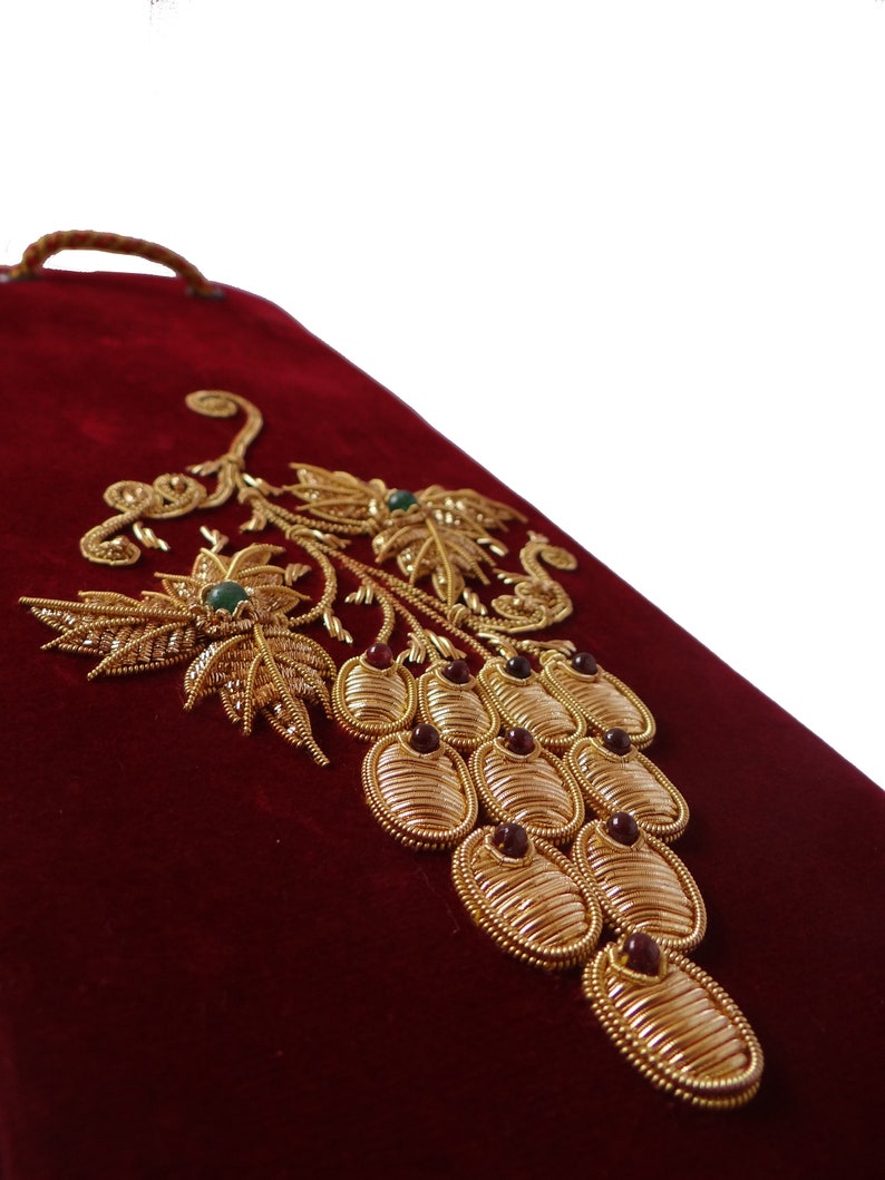 Embroidery Bag Gift for the Boss Wine Tote Bag Wedding Gift Red Velvet Wine Bag Party Bag Zardozi Wine Bag Office Gift Perfect Gift
