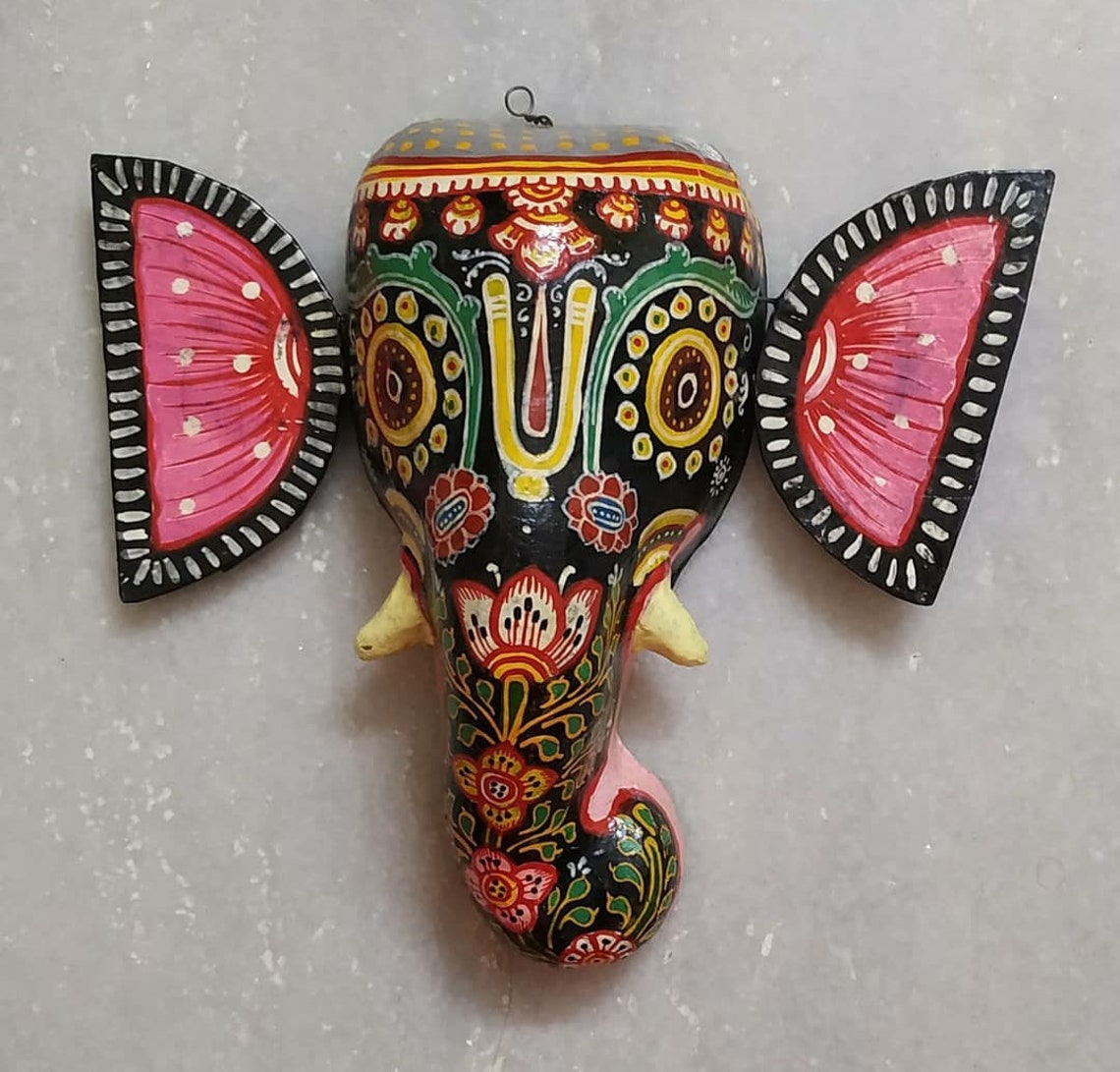 Elephant Paper Mache Cheriyal Mask Wall Hanging Etsy