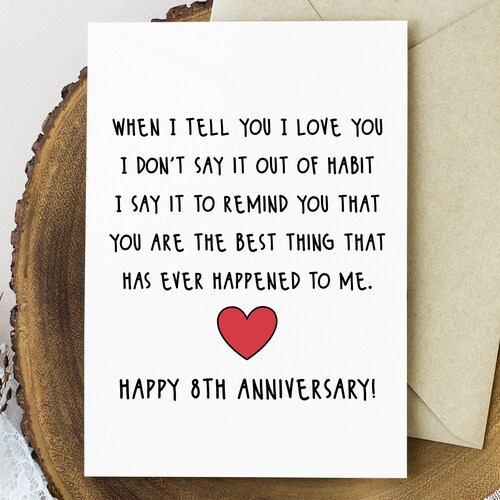 Funny 8th Anniversary Card for Husband Wife Eighth - Etsy