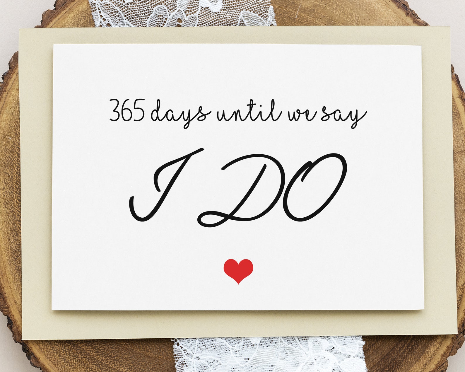 365 Days Until We Say I Do Personalized Card, 1 Year Wedding Day ...