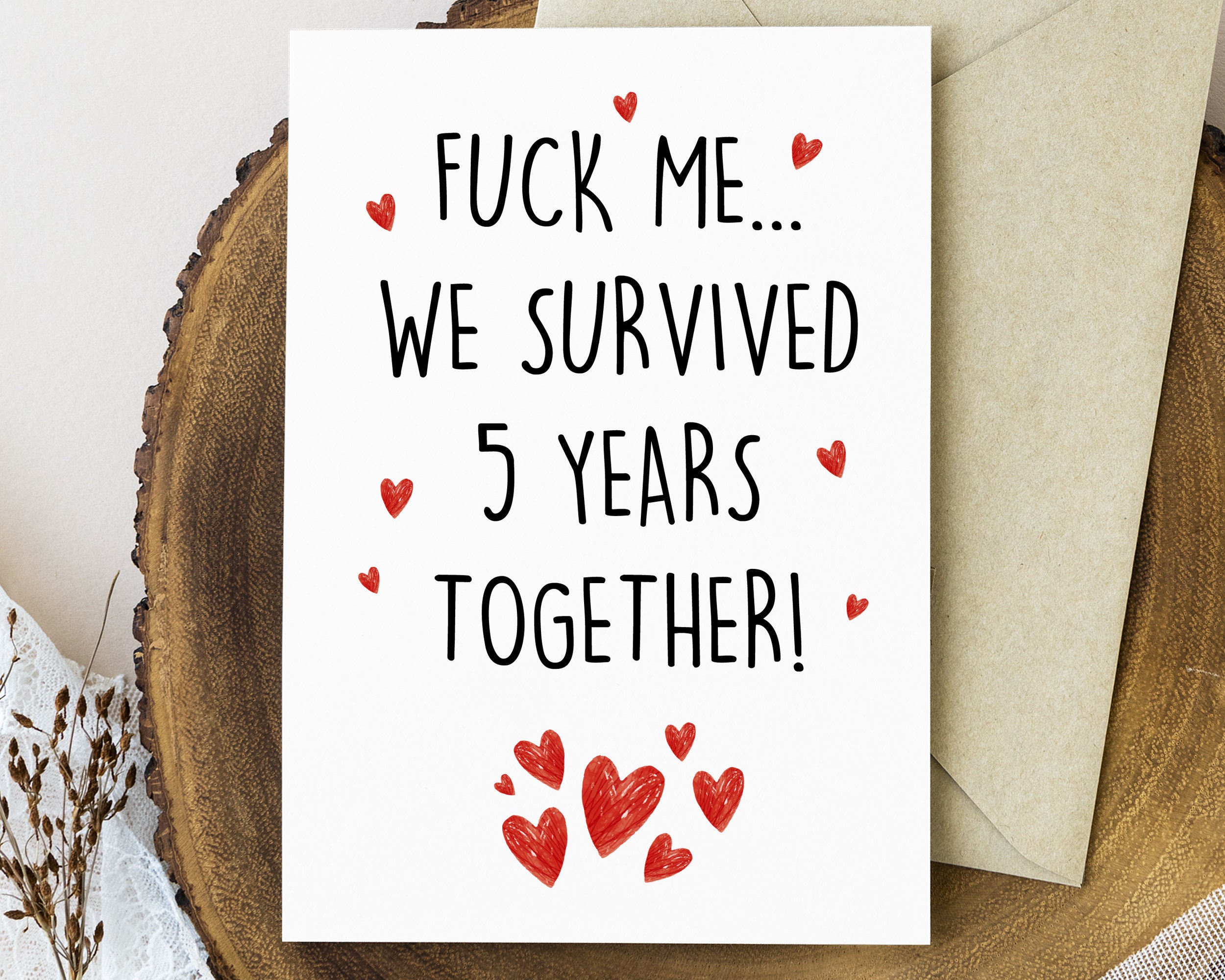 dauw louter Missie Rude 5th Anniversary Card for Boyfriend We Survived 5 Years - Etsy