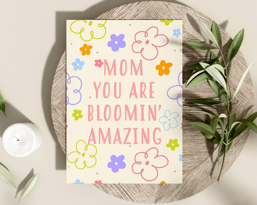 Floral Mom Printable Card, Mother's Day Greeting Card, Flower Digital