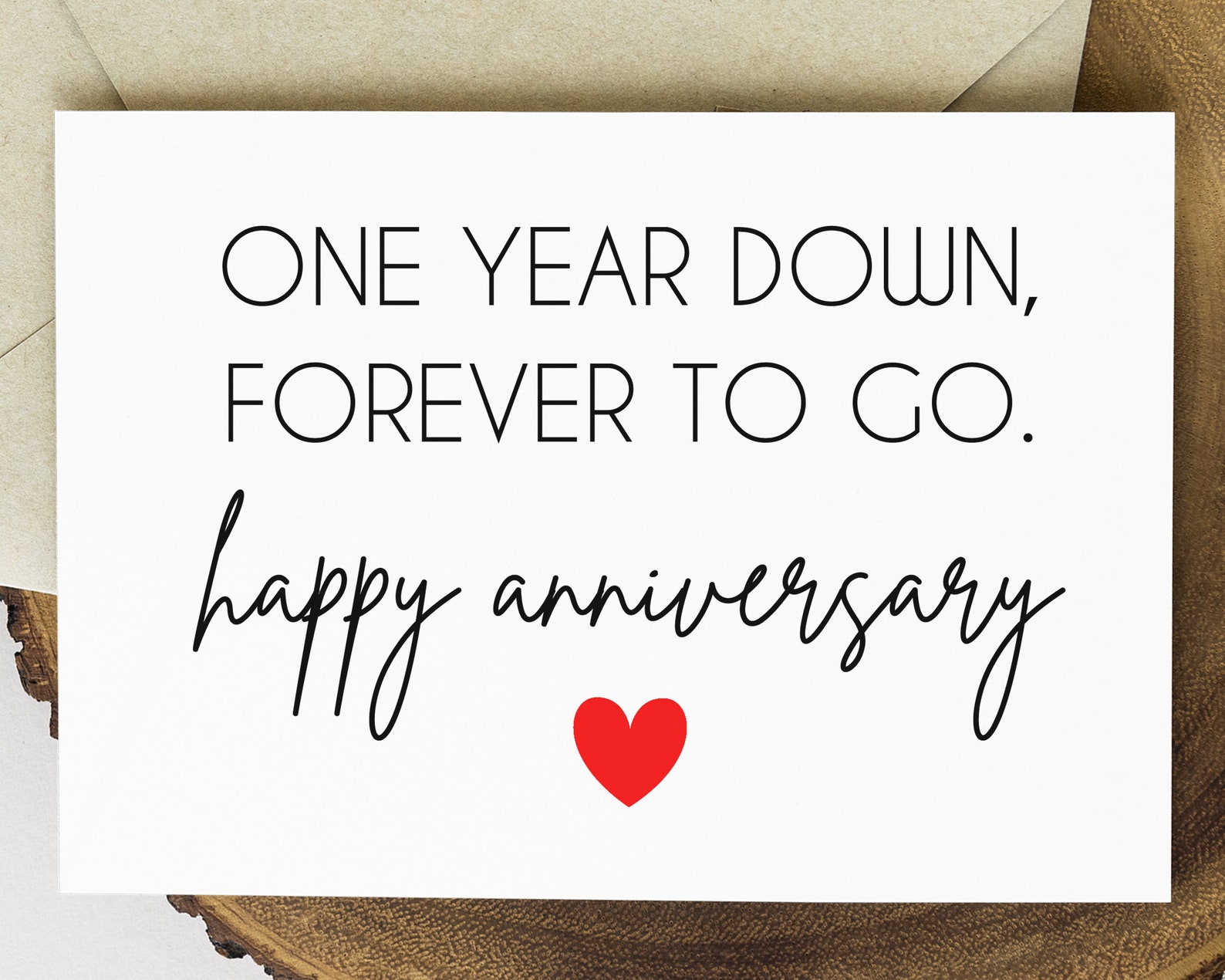1st Anniversary Card Printable One Year Down Forever to Go - Etsy