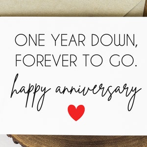 1st Anniversary Card Printable, One Year Down Forever To Go, First Anniversary Card for Husband Boyfriend, Paper Anniversary Gift for Him