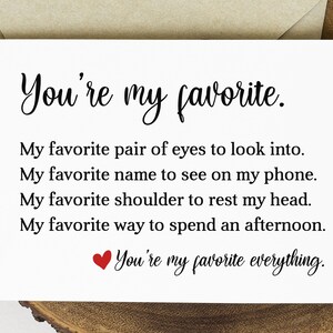 Love Card for Him, You're My Favorite Greeting Card, Romantic Anniversary Card for Husband, Boyfriend Birthday Card, Fiance Birthday Card