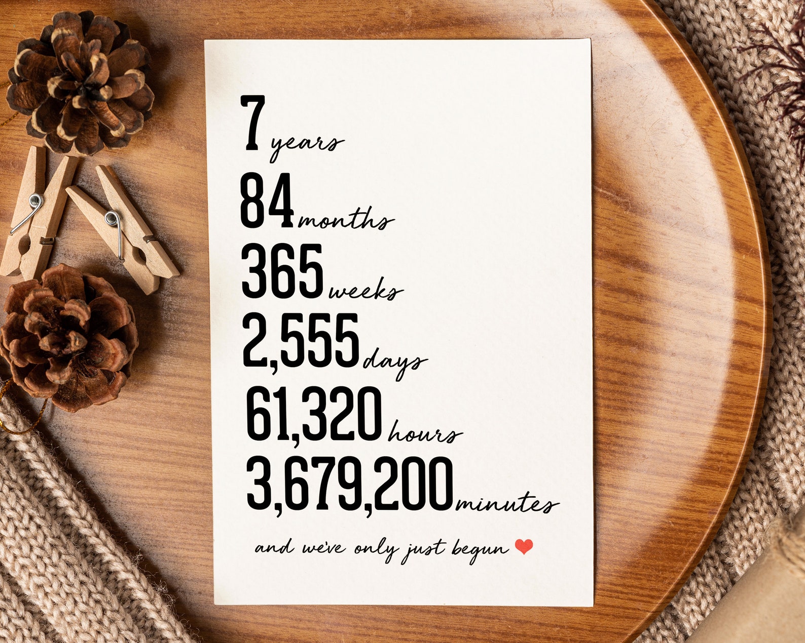 7th Anniversary Card Printable Seventh Anniversary Digital Etsy