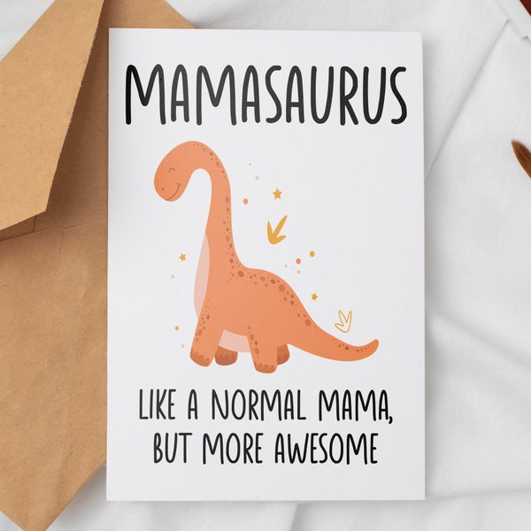 Mamasaurus Card, Cute Mom Dinosaur Digital Card, Mother's Day Printable Card, Mommy Gift, Mama Greeting Card, Funny Mum Birthday Card