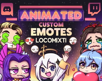 Animierte Twitch Emotes Etsy, Discord, Chibi, Cartoon - Persönliche Aufträge