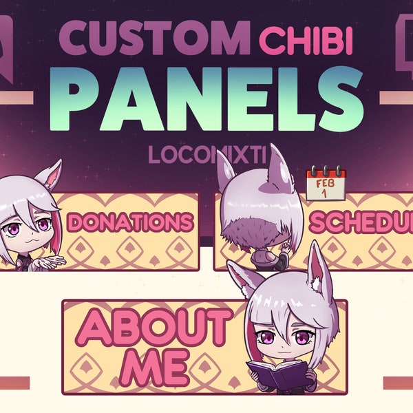 Custom Twitch Panels Chibi Personalized