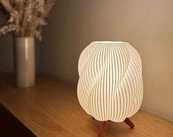 Japandi Table Lamp with Warm Light | Small Modern Table Lamp, 3D Printed from Recycled PLA | Scandinavian Minimalist Cozy Lamp from Berlin