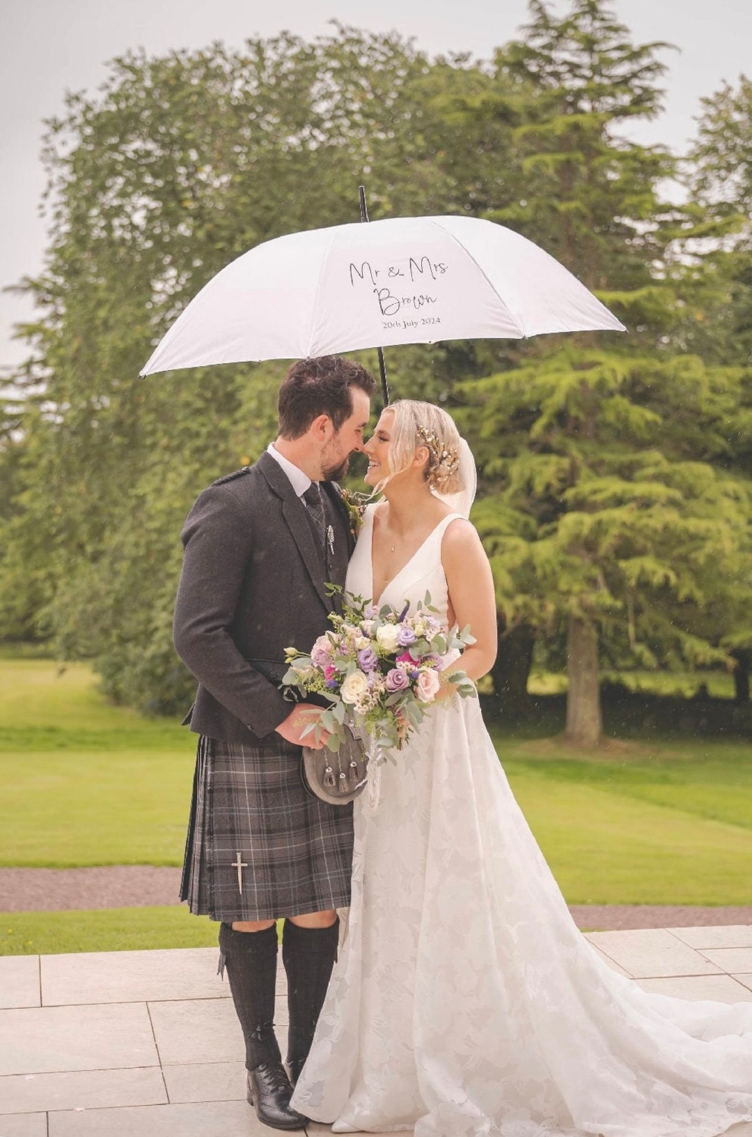 Extra Large (128cm) White Wedding Umbrella, Personalised and Quick ...