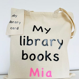 Bolsa para livros e porta-cartões da biblioteca // presente infantil // bolsa de leitura aniversário infantil / amante de livros // Natal personalizado / Natal