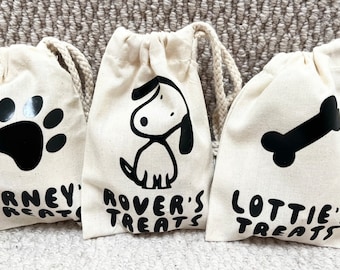 Dog treat bag personalised, dog bribes, walkies or training, dog lover gift, puppy training, bone, paw, pet pressie