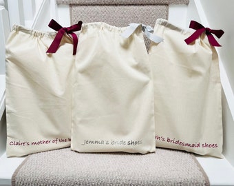 Bridesmaid shoe bags / various sizes /wedding shoe bags / canvas organiser bags / eco friendly dust bags / bride / wedding / bridal