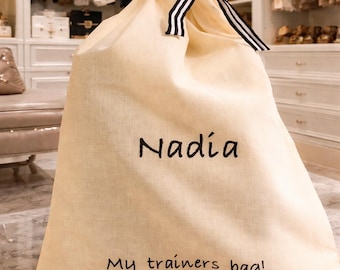 Multi-size eco friendly shoe bag // canvas organiser bags // travel // dust bags // personalised // monogrammed // gift // storage