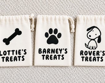 Dog treat bag personalised, dog bribes, walkies or training, dog lover gift, puppy training, bone, paw, pet pressie