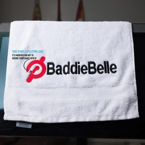Custom Embroidered Sport Towel: Personalized Indoor Cycling Towel, Large Design Peloton Inspired