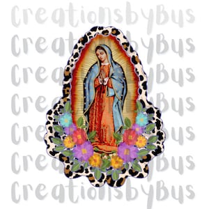 Virgin Mary bloemen en luipaard print png bestand voor sublimatie / Virgen de Gudalaupe bloemen en luipaard print png bestand voor sublimatie