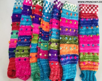 Alpaca Socks Leg Warmer Andean Ethnic Ppunchay Peru Hand knitting