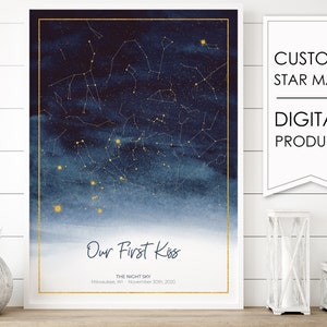 Custom Star Map, Star Map By Date, Mothers Day Gift, Constellation Map, Star Map Poster, Personalized Gift, DIGITAL Star Map Printable