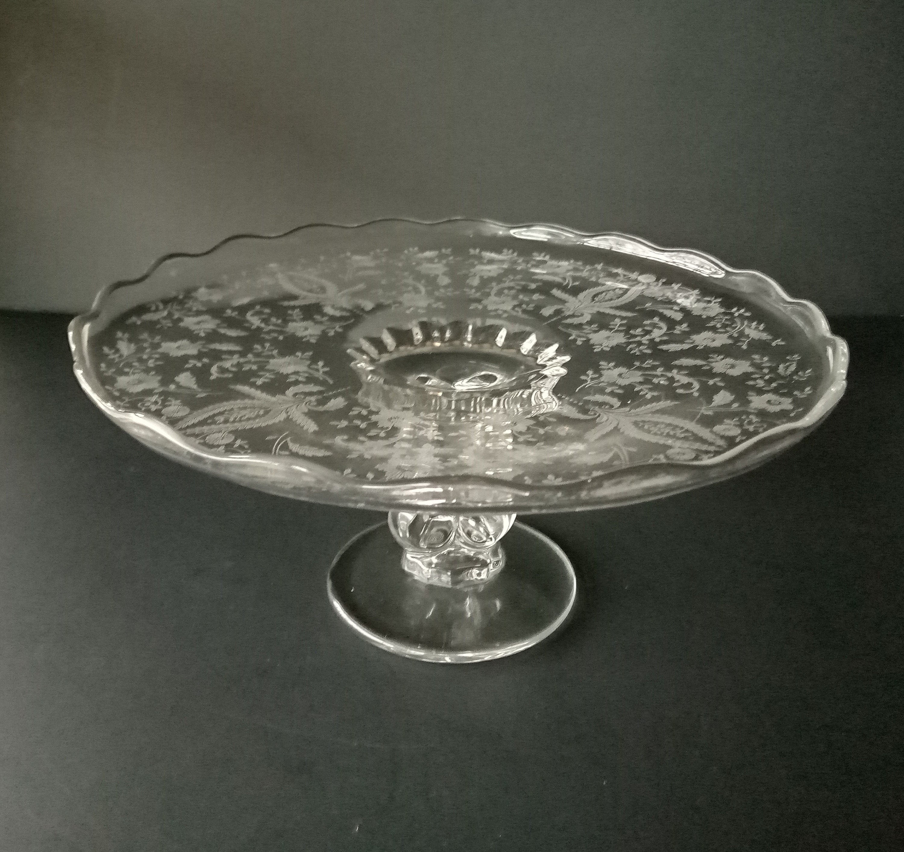 Viking Prelude etched glass 11.5inch cake stand Etsy