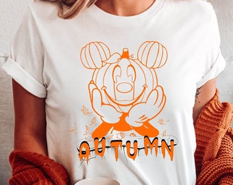 Mickey Mouse Pumpkin T-Shirt, Disney Halloween Autumn Shirt, Disney Halloween Retro, Mickey Halloween,Vintage Walt Disney Shirt