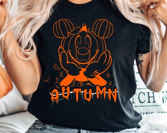 Mickey Mouse Pumpkin T-Shirt, Disney Halloween Autumn Shirt, Disney Halloween Retro, Mickey Halloween,Vintage Walt Disney Shirt