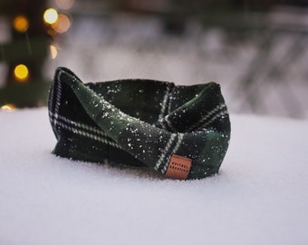 Green plaid Fleece Snood | Holiday pet scarf