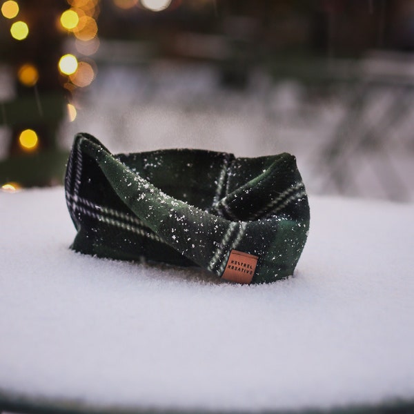 Green plaid Fleece Snood | Holiday pet scarf