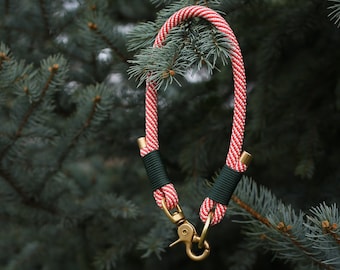 Candy Cane Rope Collar, Holiday dog collar