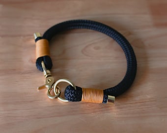 Schwarzes 12 mm Seil Hundehalsband | Individuell