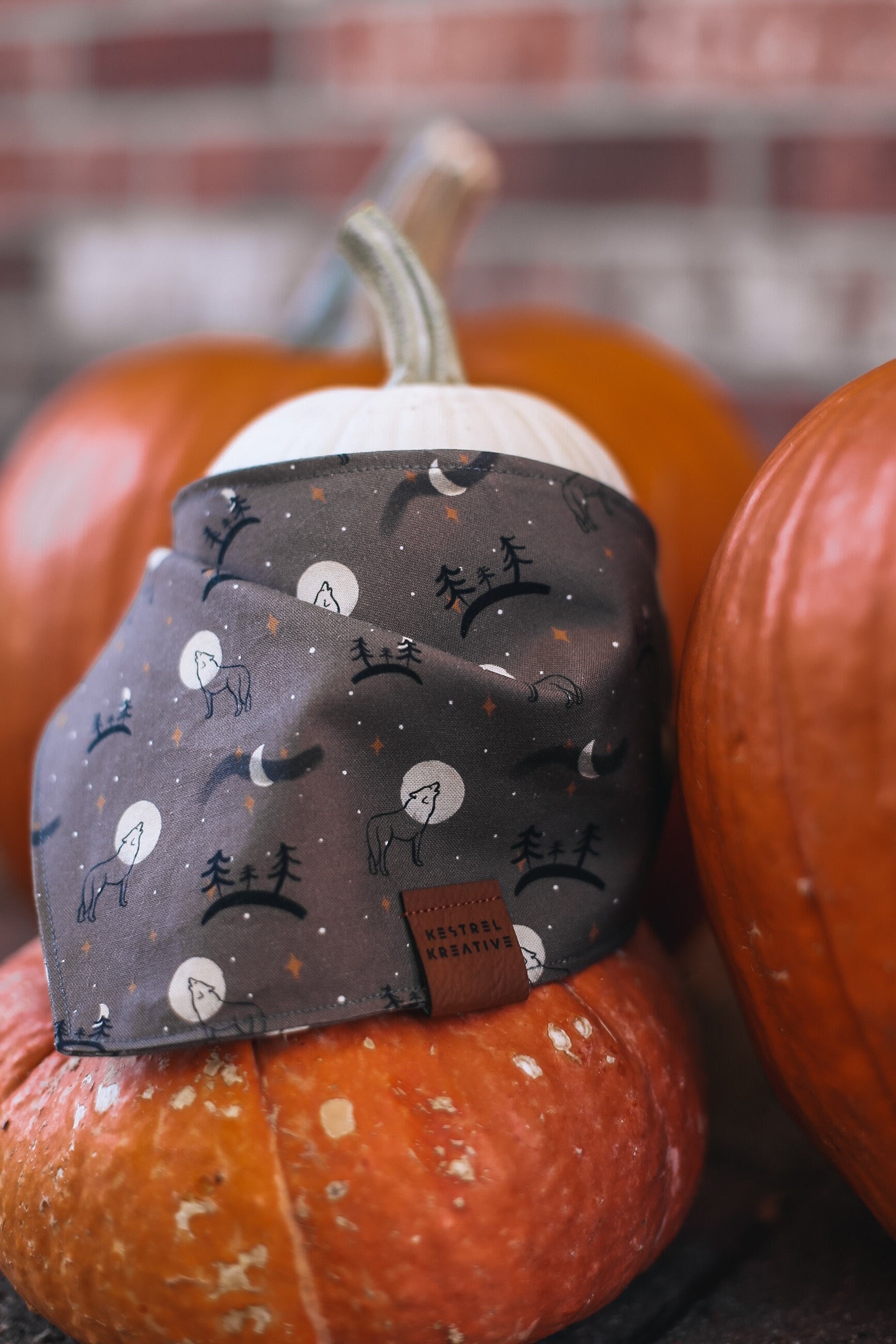Fall Dog Bandana | Wolf & Full Moon Pet Scarf