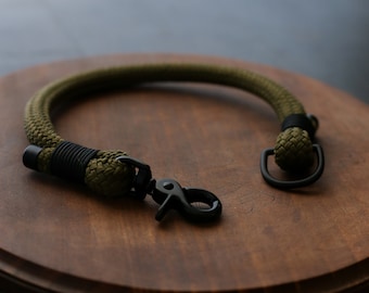 Collar de cuerda de oliva / Collar de perro verde