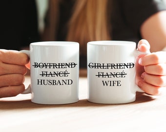 Girlfriend to Wife and Boyfriend to Husband Mugs, Couple's Mugs, Newlywed Gift, Wedding Gift Ideas, 11oz Mugs