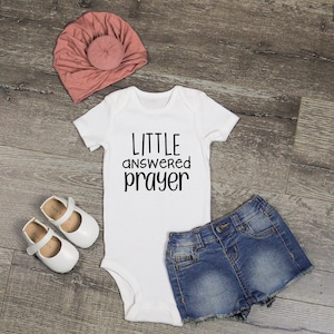Little Answered Prayer Baby Bodysuit, Rainbow Baby Bodysuit, Rainbow Baby Coming Soon, IVF Baby, Baby Announcement Ideas, Surprise Baby