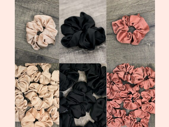 Satin Scrunchie – Soft Hair Tie in Cream, Black or Rose Pink  display picture 2