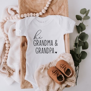 Hi Grandma and Grandpa Baby Bodysuit, Baby Clothing, Pregnancy Announcement Idea, Baby Coming Soon Baby Bodysuit