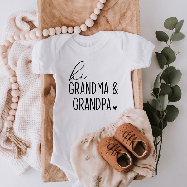 Hi Grandma and Grandpa Onesie, Baby Clothing, Pregnancy Announcement Idea, Baby Coming Soon Onesie