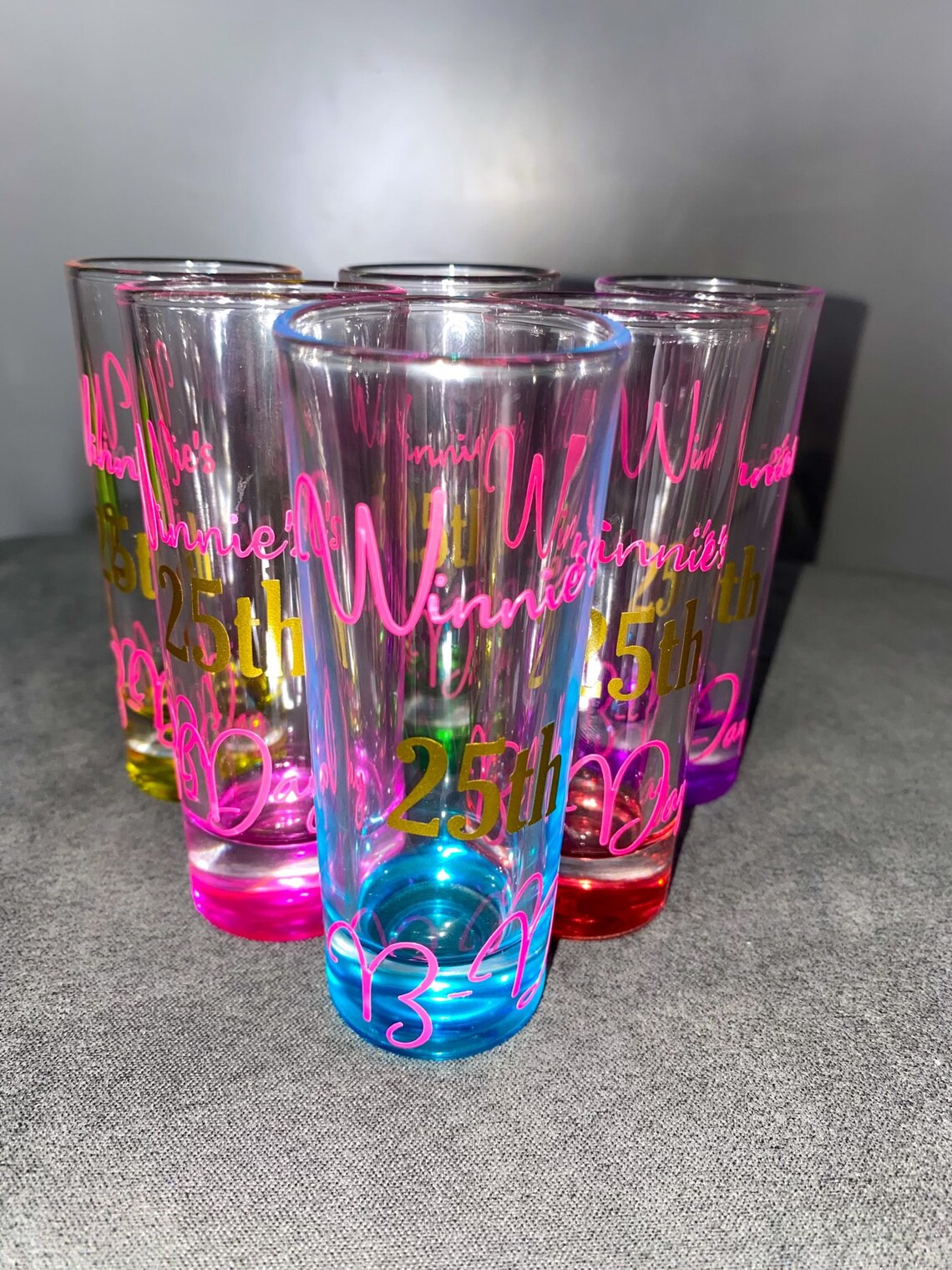 Multicolored Personalized Shot Glasses Etsy