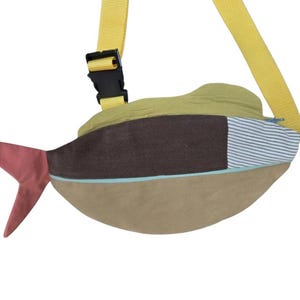 Sac à poisson en patchwork fait main - bandoulière en lin recyclé